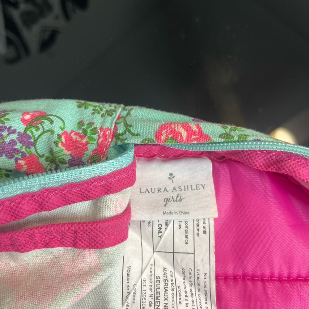 Laura Ashley Girls Pink and Green Floral Dress